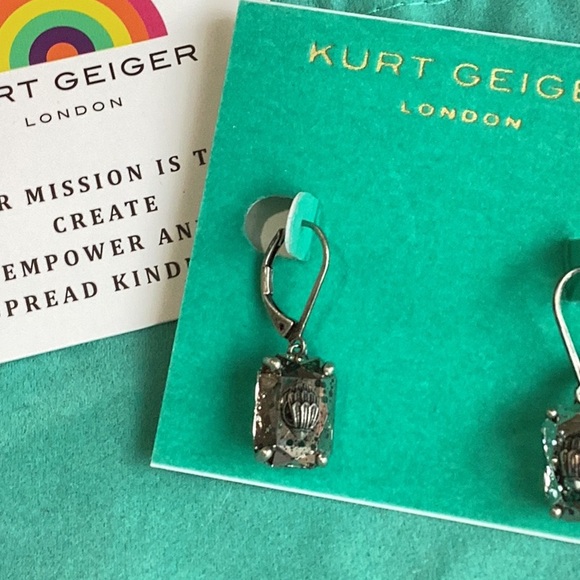 Kurt Geiger Signature Eagle Patina Stone Drop Earrings NWT - Picture 2 of 6